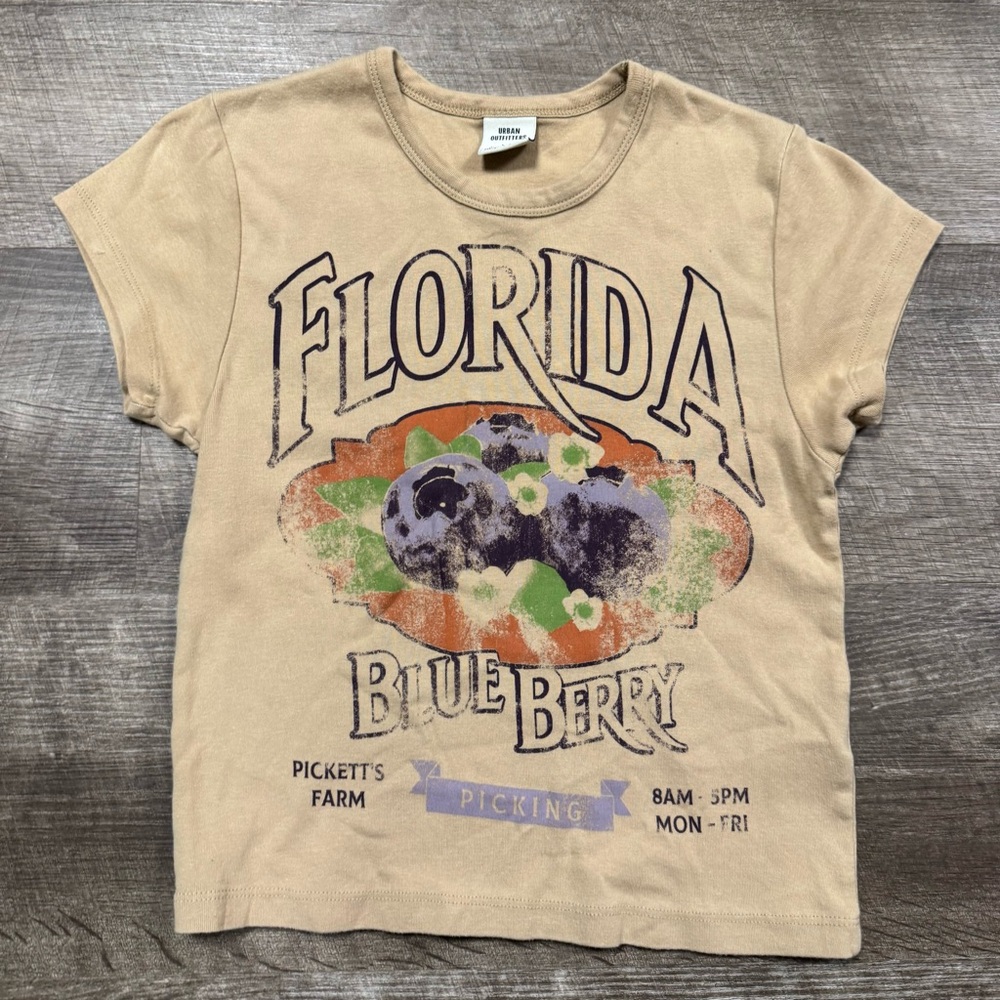 Urban Outfitters Beige 'Florida Blueberry' Graphic Tee